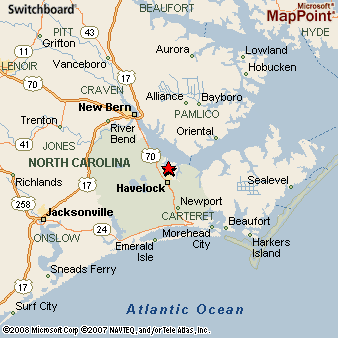 Map of Cherry Point, North Carolina