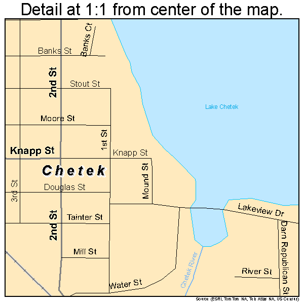 Chetek Wisconsin Street Map 5514325 (Detail)