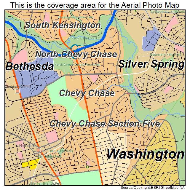 Aerial Photography Map of Chevy Chase, MD