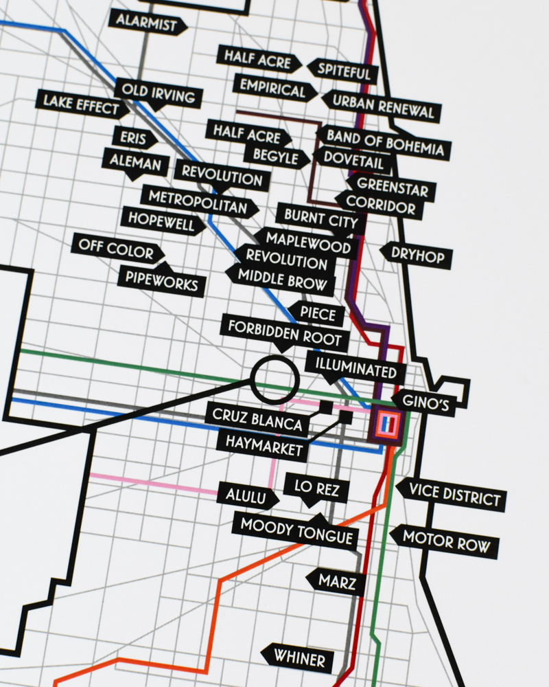 Chicago Craft Brewery Map 11 x 14 Print