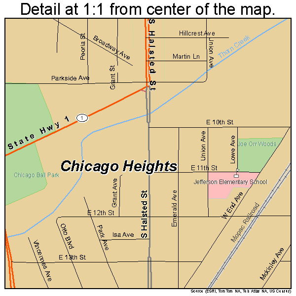 Chicago Heights Illinois Street Map 1714026 Detail