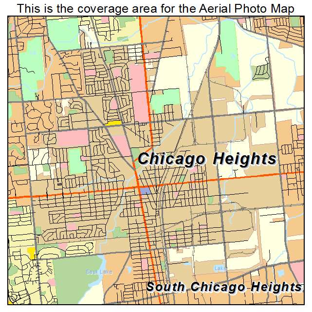Aerial Photography Map of Chicago Heights, IL