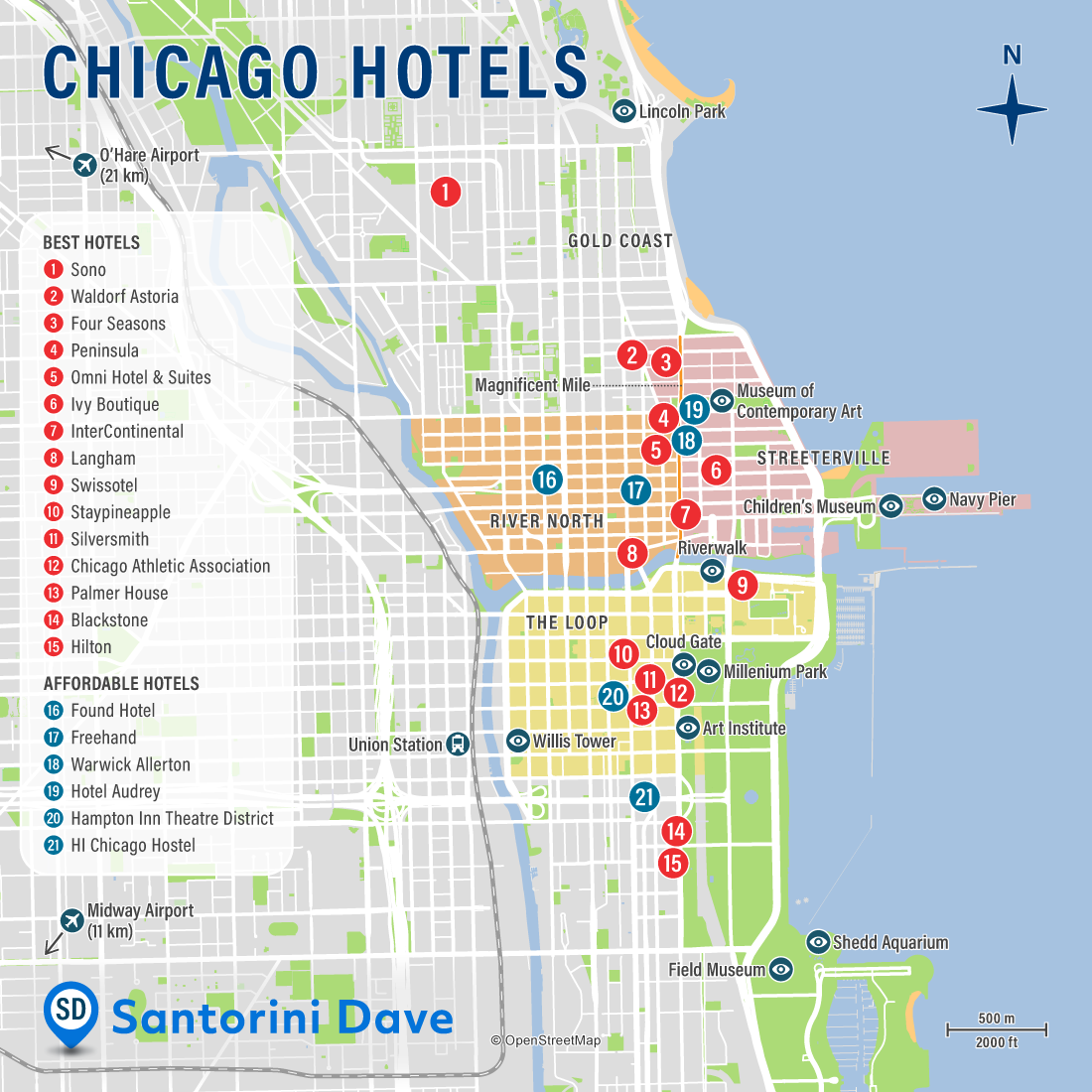 Map Of Chicago Hotels Magnificent Mile - Staci Elladine