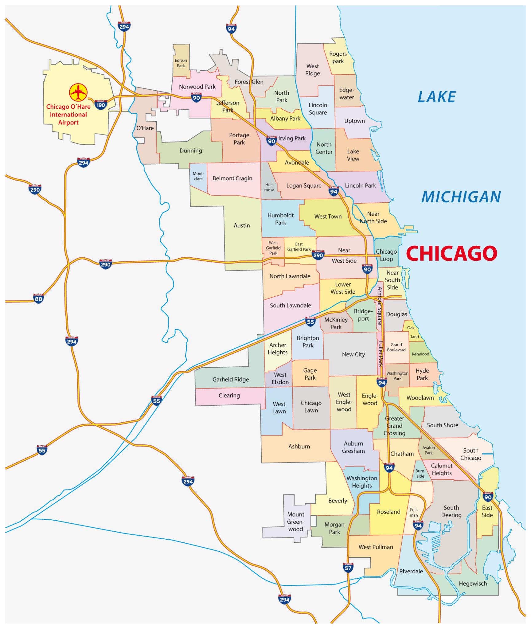 Chicago Neighborhoods and Suburbs Map