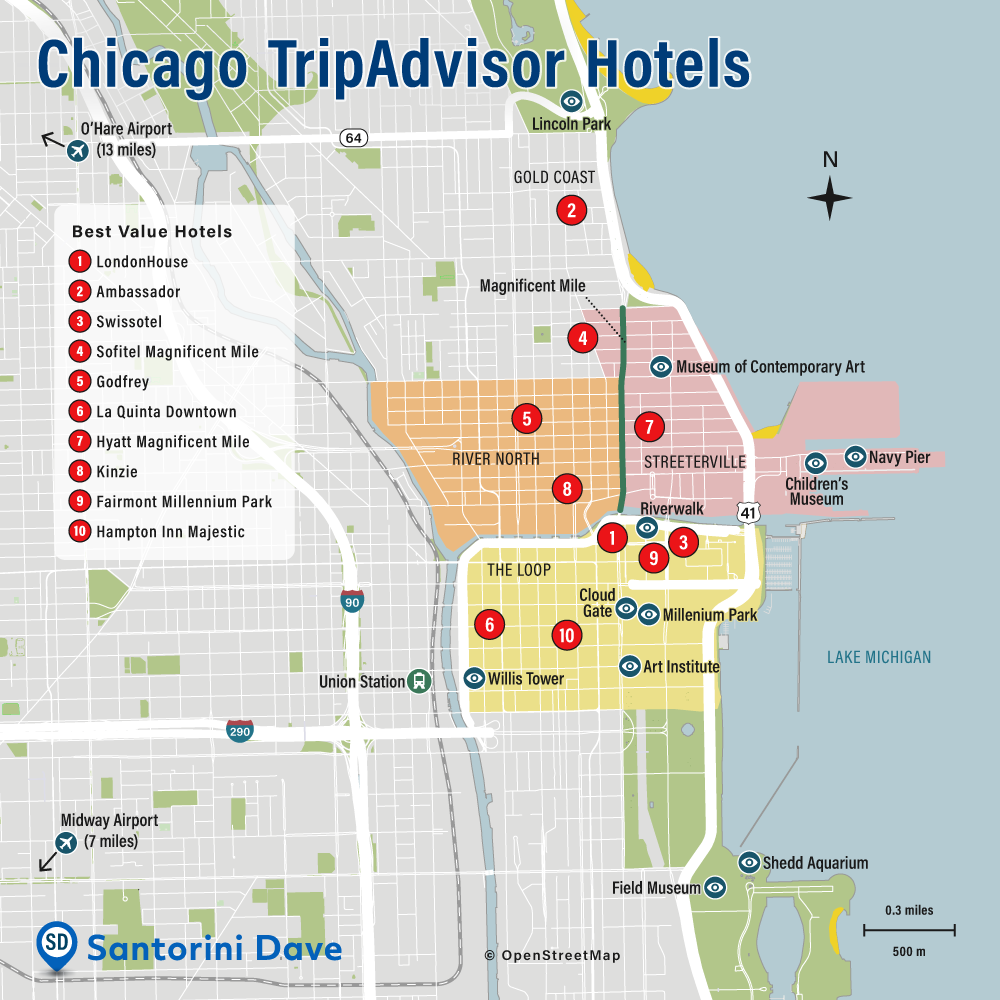 Map Of Chicago Hotels Magnificent Mile - Staci Elladine