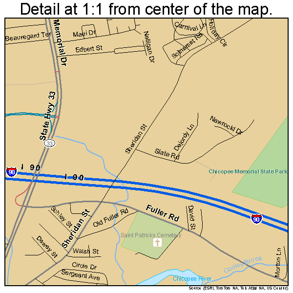 Chicopee Massachusetts Street Map