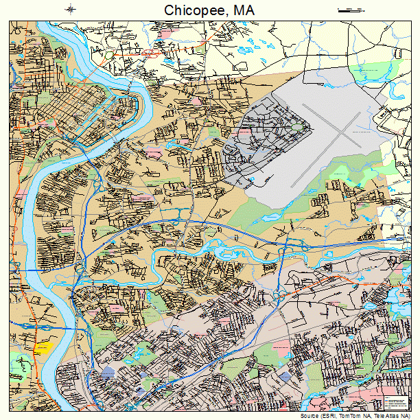 Chicopee Massachusetts Detailed Street Map