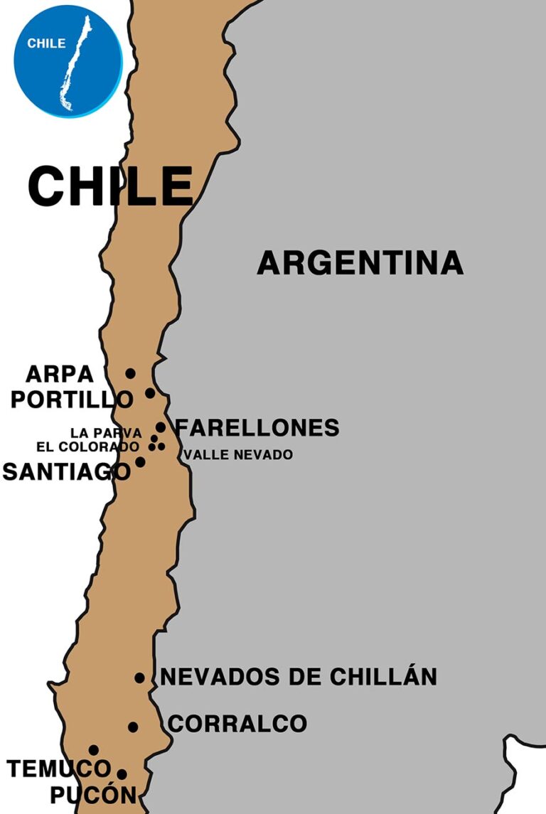 Chile ski resorts map