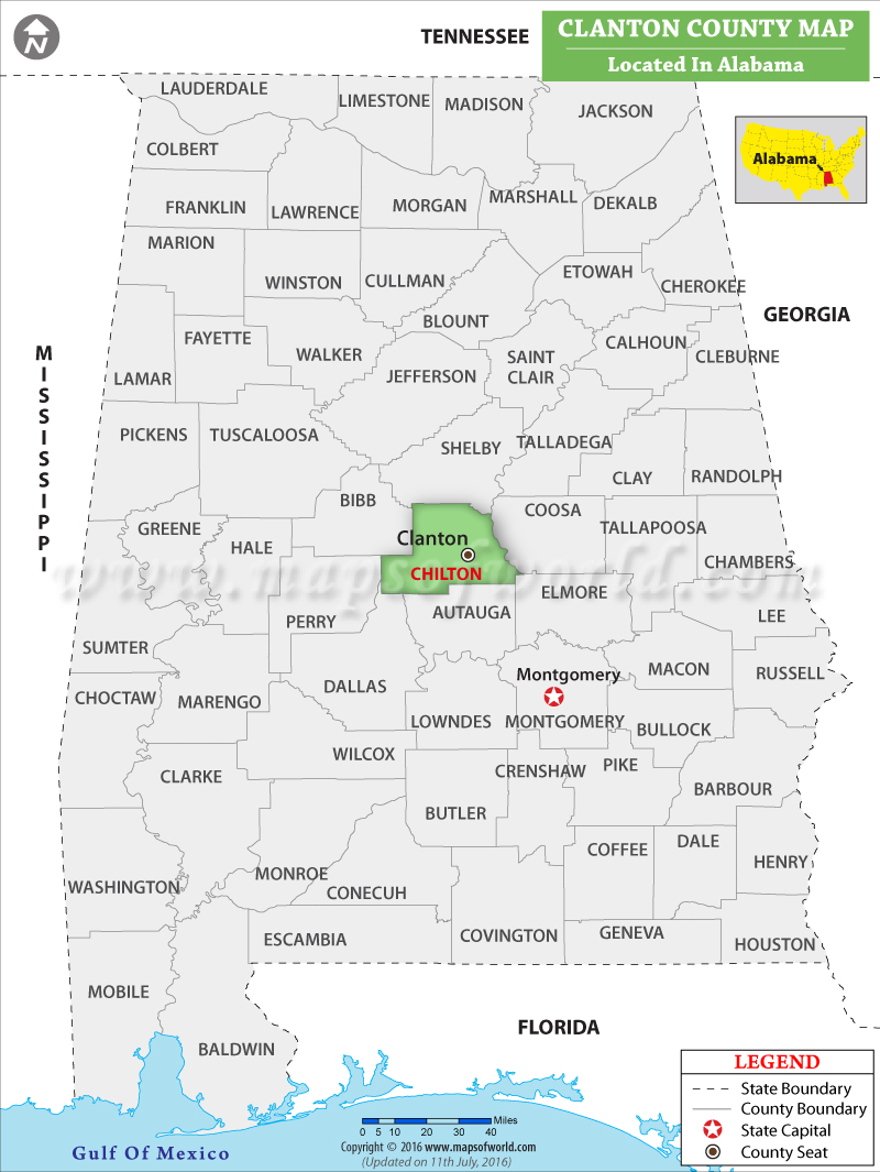 Chilton County Map, Alabama