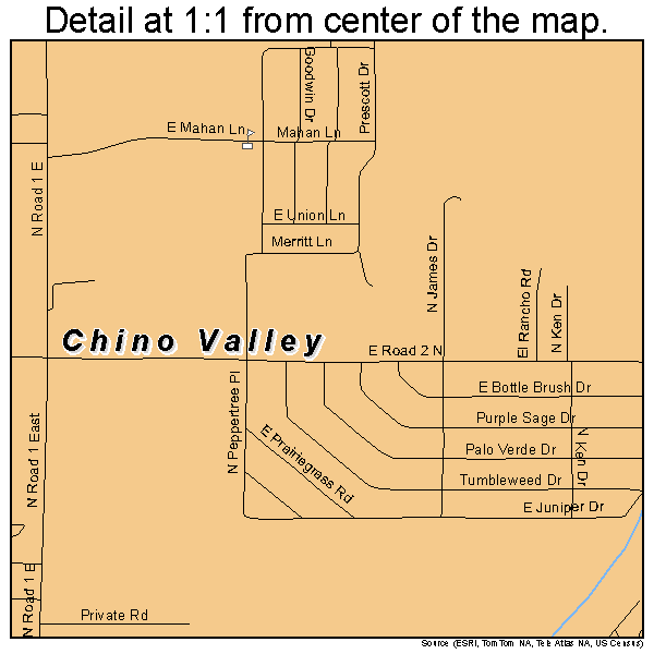 Detailed Street Map of Chino Valley, Arizona