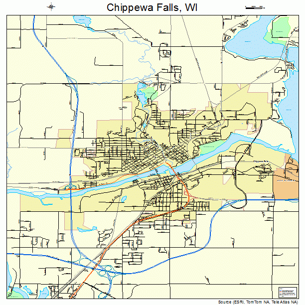 Street Map of Chippewa Falls, WI - Version 2