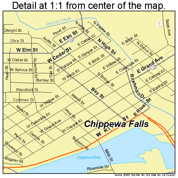 Chippewa Falls Wisconsin Street Map
