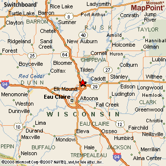 Area Map of Chippewa Falls, Wisconsin