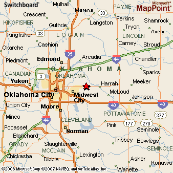 Choctaw, Oklahoma Area Map
