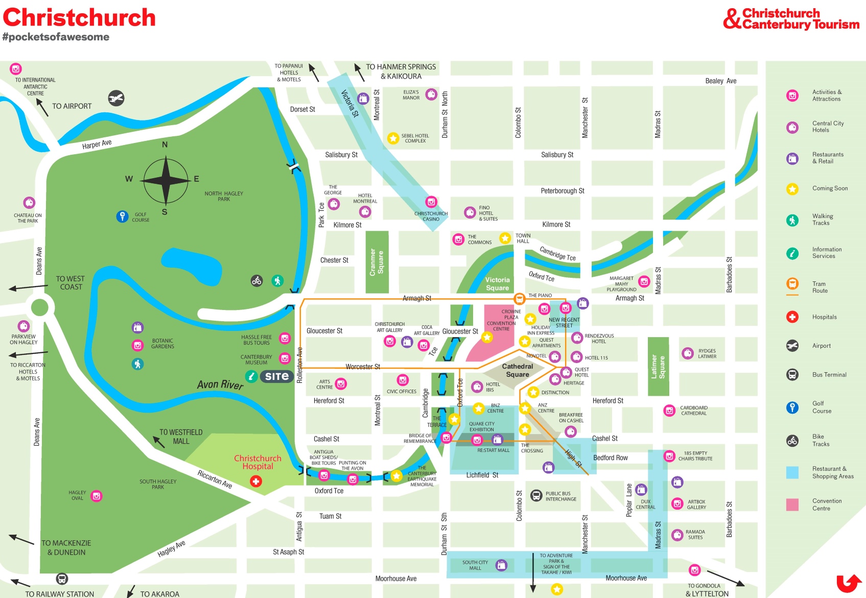 Christchurch tourist map
