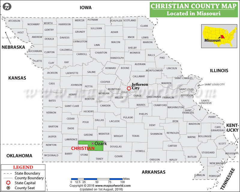 Christian County Map, Missouri