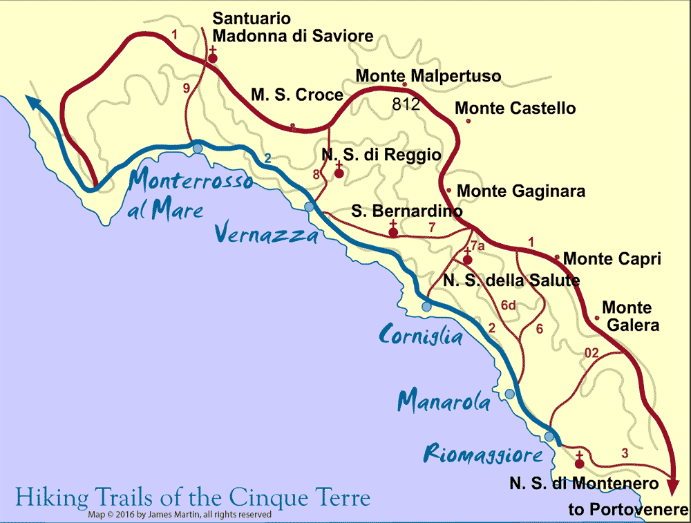 Cinque Terre Trail Map - Walking the Trails