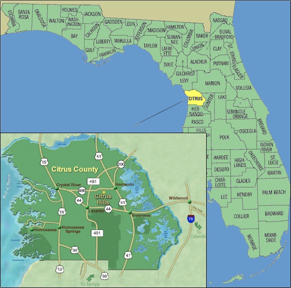 Citrus County Map: Homosassa Florida