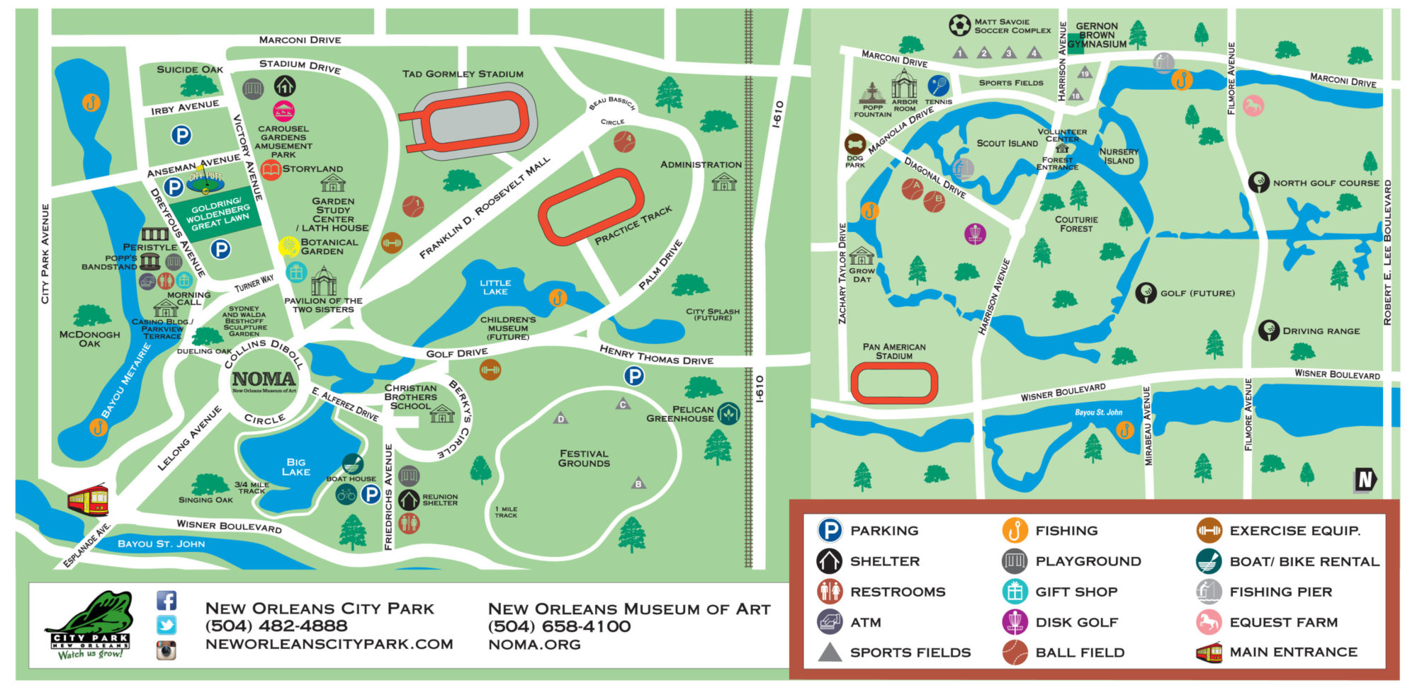 Map of New Orleans City Park