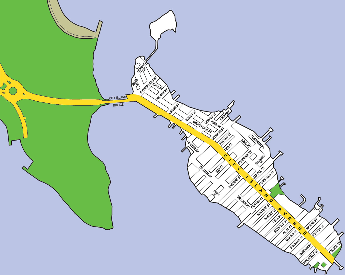 City Island Map by BILL CWIEKALO