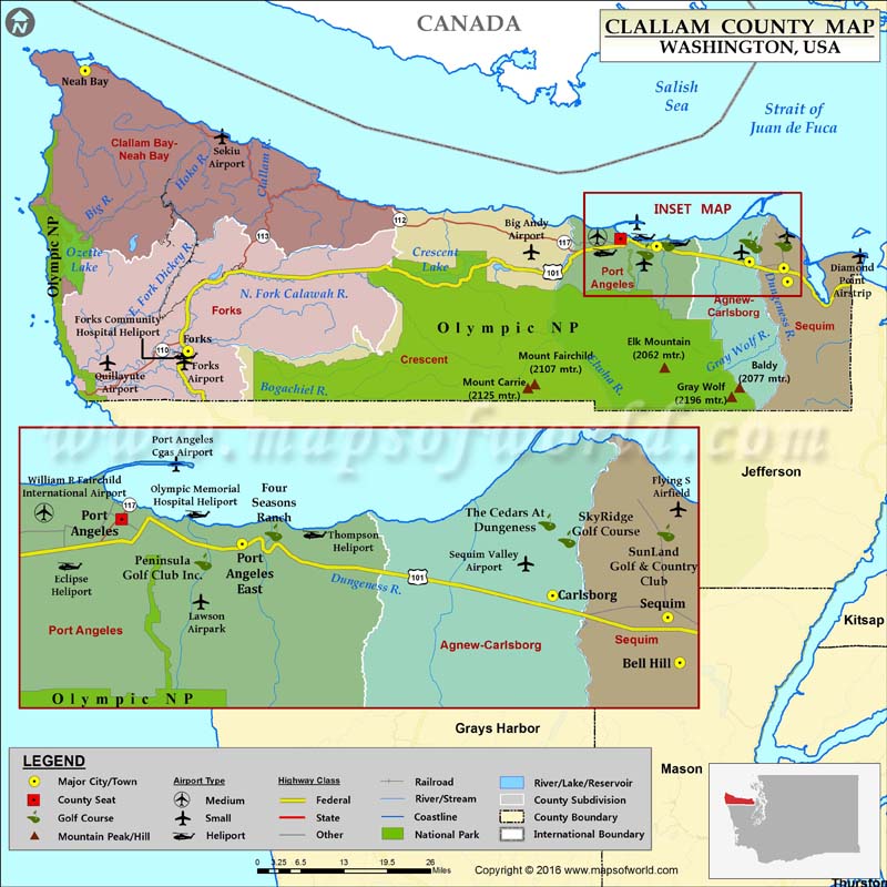 Clallam County WA Map