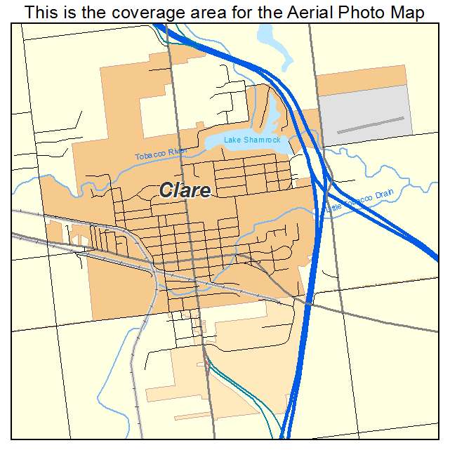 Aerial photography of Clare, Michigan