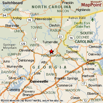 Clarkesville, Georgia Area Map