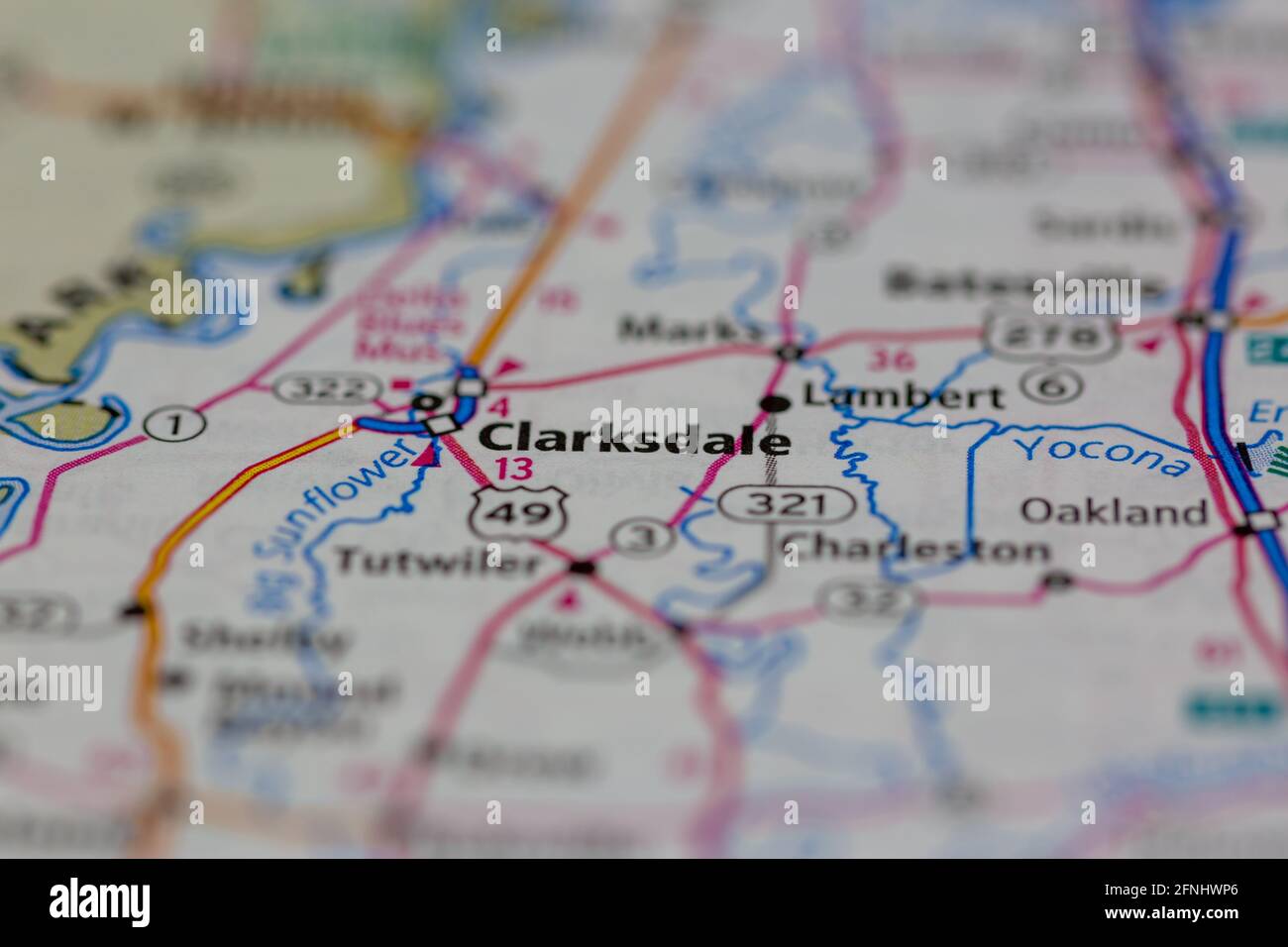 Map of Clarksdale Mississippi hi-res stock photography and images - Alamy