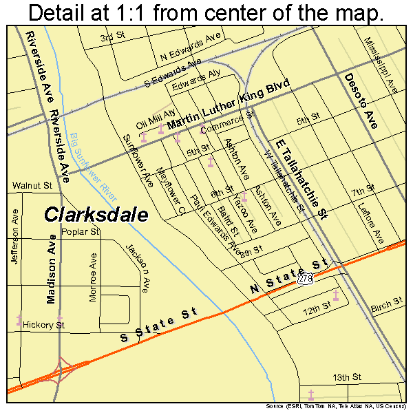 Clarksdale Mississippi Street Map 2813820
