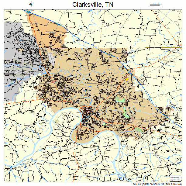 Clarksville Tennessee Street Map