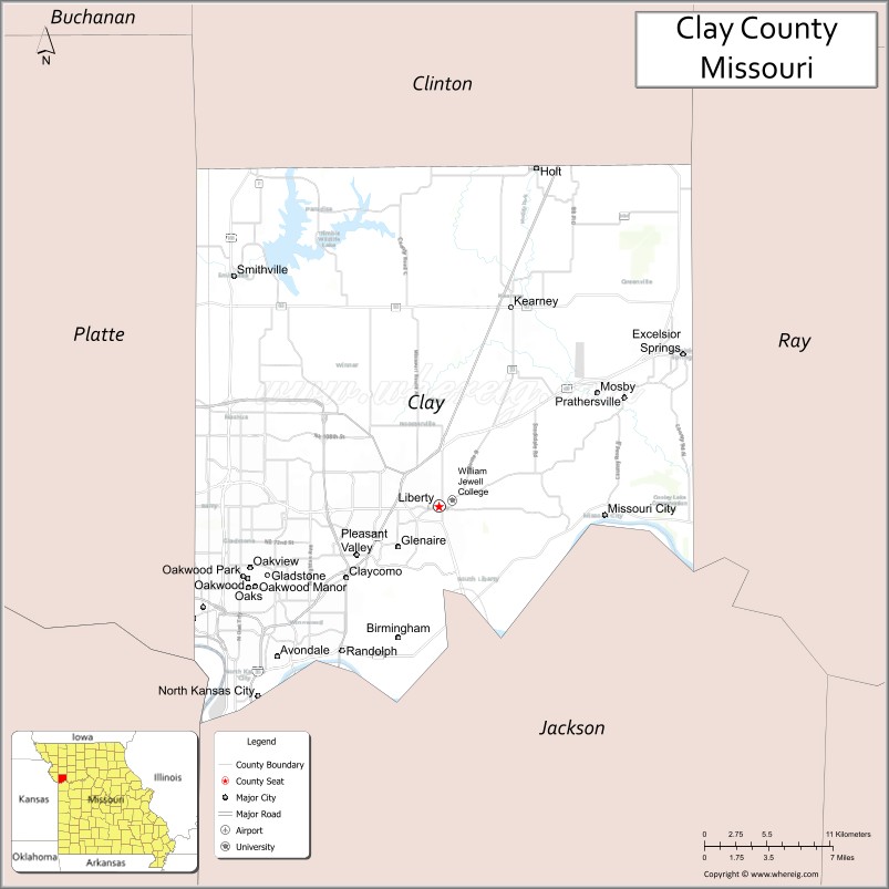 Locator Map of Clay County Missouri