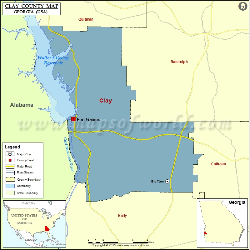Clay County Map, Clay County Georgia