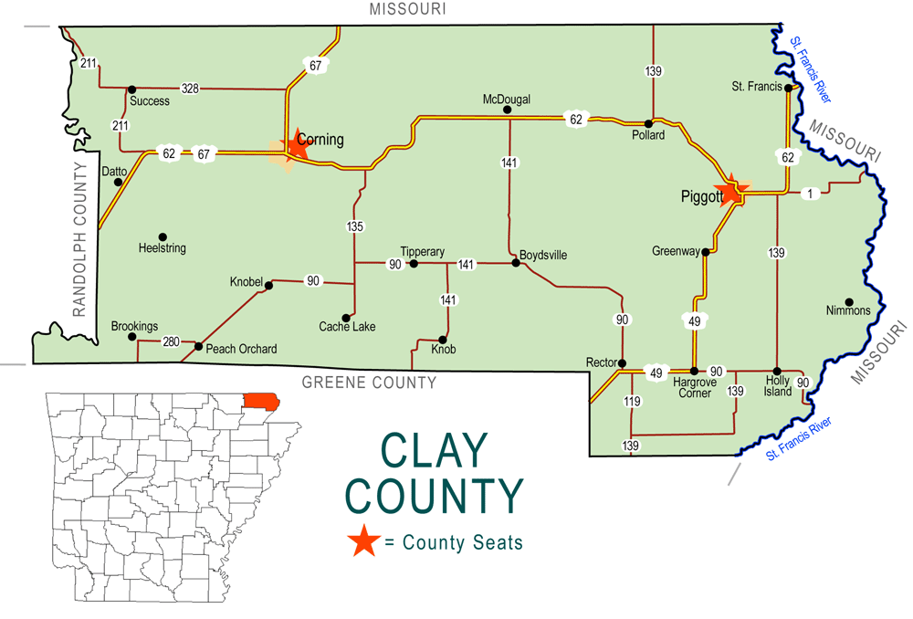 Clay County Map - Encyclopedia of Arkansas