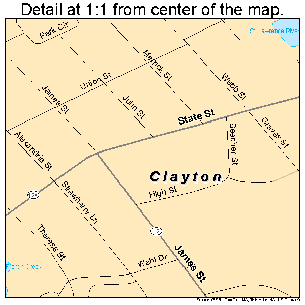 Clayton New York Street Map 3616089 Detailed View