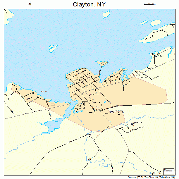 Clayton New York Street Map 3616089