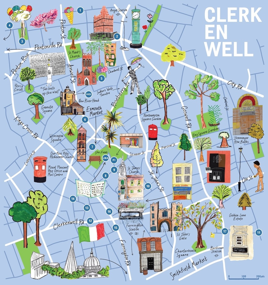 An Illustrated Map Of Clerkenwell