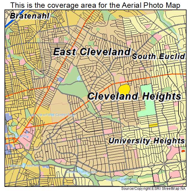 Aerial Photography Map of Cleveland Heights, OH Ohio