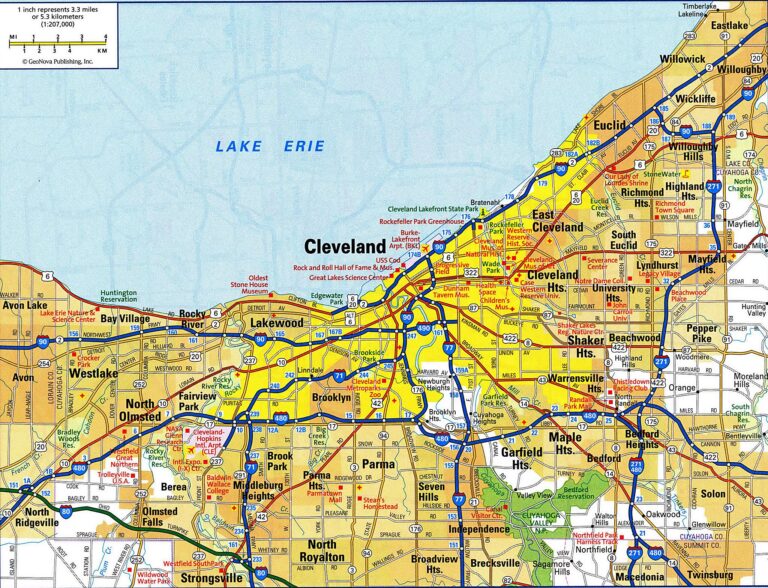 Map Of Cleveland Area Ohio