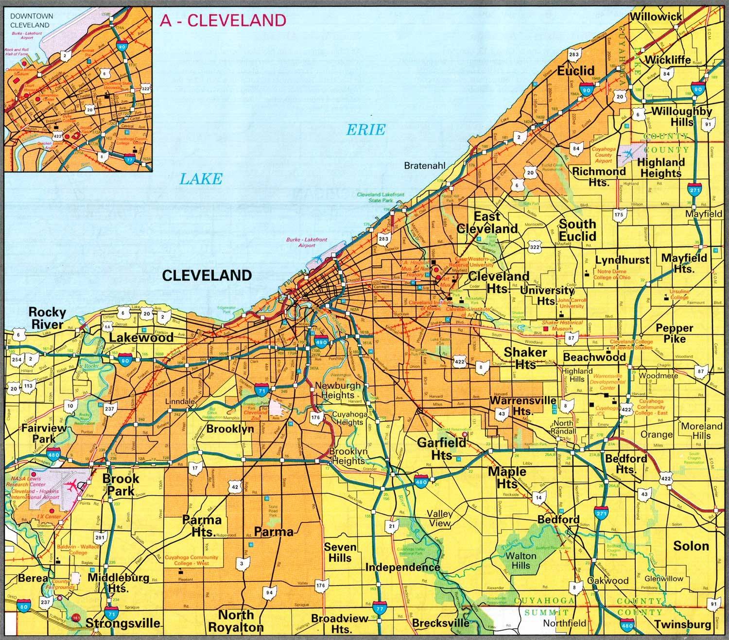 Cleveland Free Printable Map