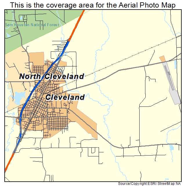 Aerial Photography Map of Cleveland, TX Texas