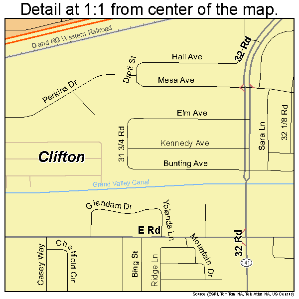 Detail Street Map of Clifton