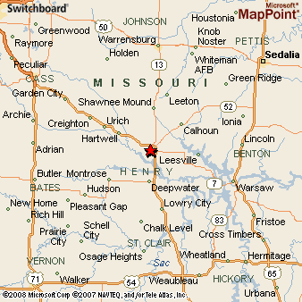 Clinton, Missouri Area Map