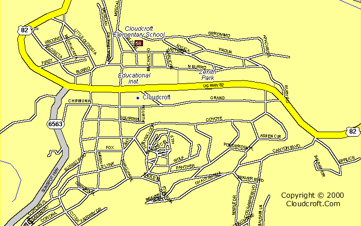 Printable Map of Cloudcroft, New Mexico