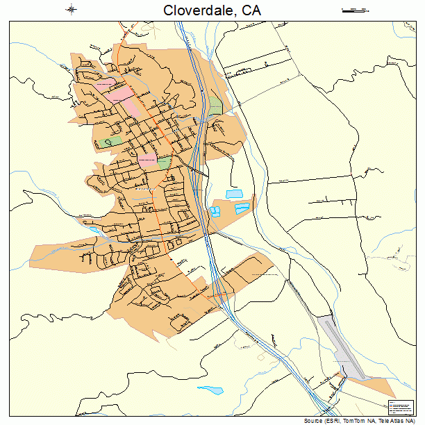 Cloverdale California Street Map 0614190