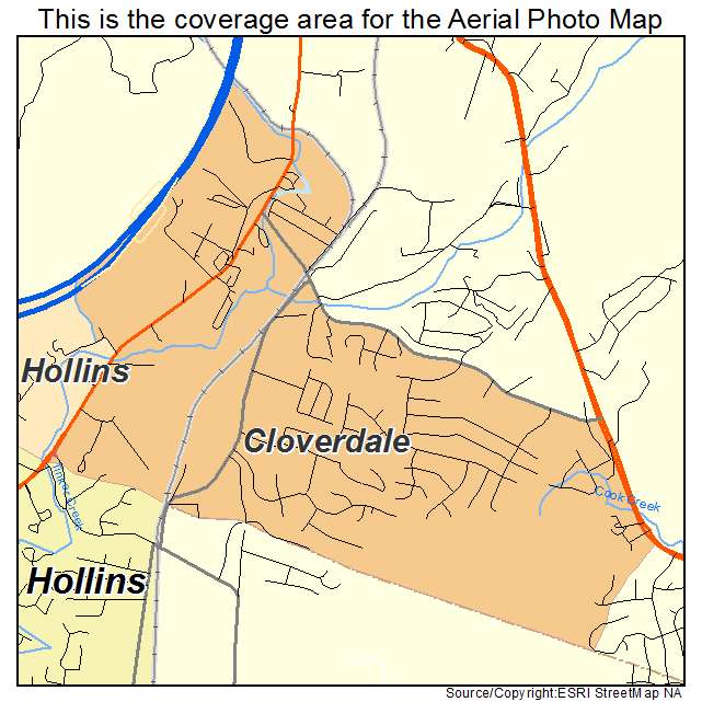 Aerial Photography Map of Cloverdale, VA