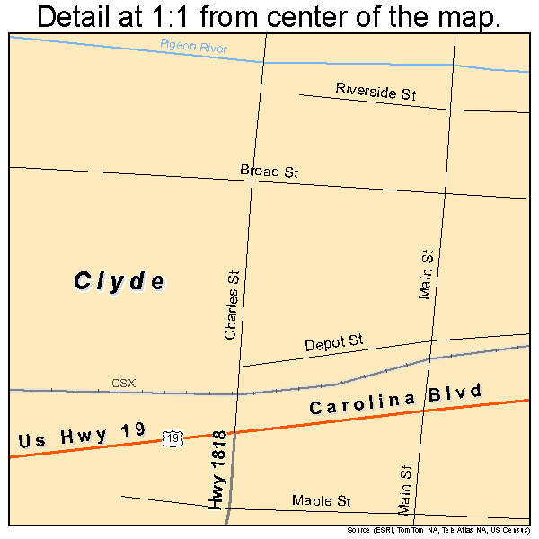 Clyde North Carolina Street Map