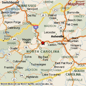 Clyde, North Carolina Area Map