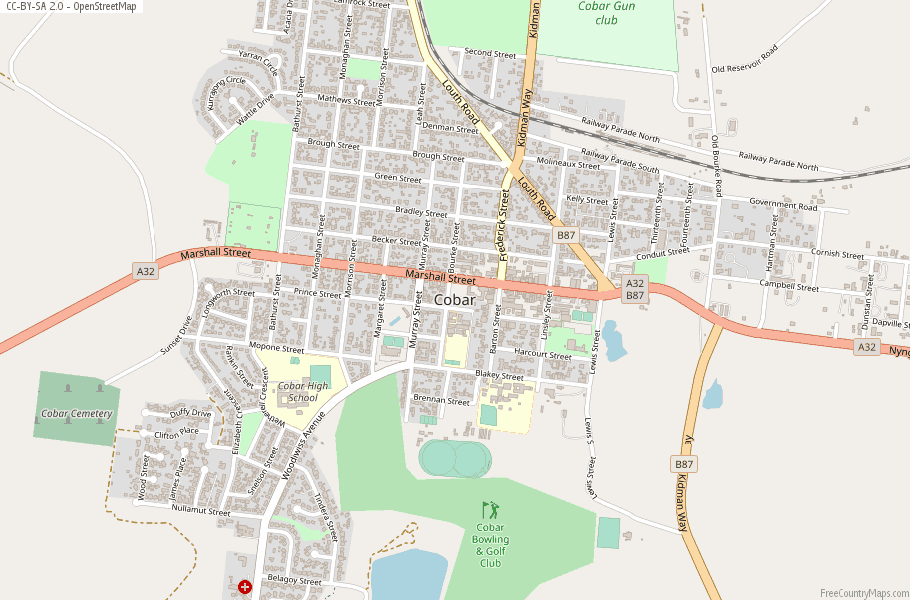 Cobar Map Australia with Latitude & Longitude