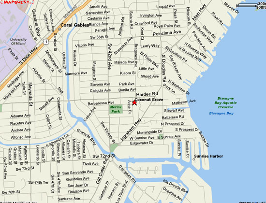 Real estate map of Coconut Grove