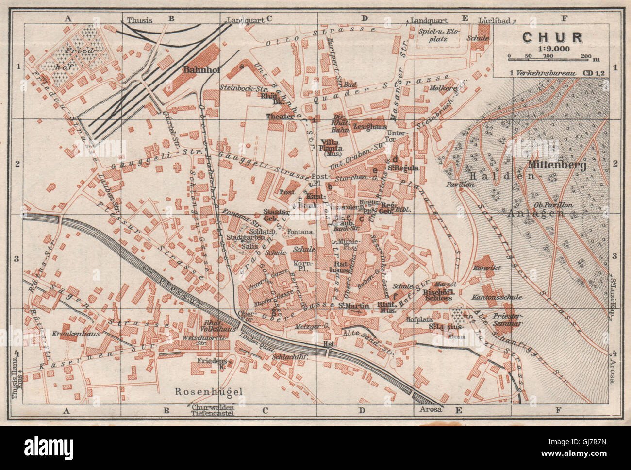 COIRE / CHUR. Town City Stadtplan